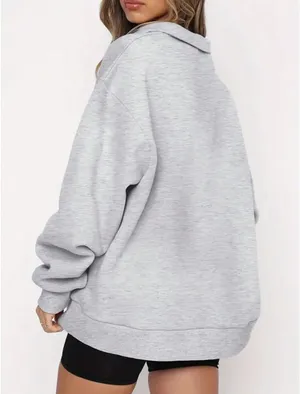 SHEIN heather grey half zip jacket Gray thumbnail 2