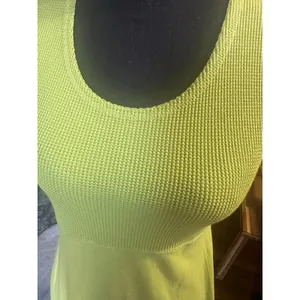 Metropolitan Lime Green Sleeveless Dress S Textured Chic Flowy thumbnail 2