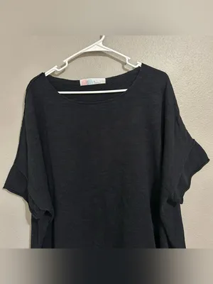 Free People Black Oversized Cotton Linen Blend Coastal Knit Top Women’s Medium thumbnail 4