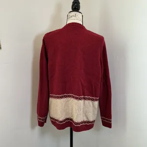 Croft & Barrow Snowman Holiday Zip Up Cardigan Red Festive Snowflake XL Vintage thumbnail 6
