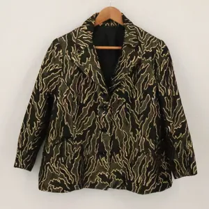 Metallic Tiger Print Brocade Blazer Womens Size S Gold Black Evening NYE Party thumbnail 1