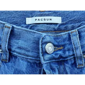 High Rise Straight Leg Raw Hem Checkered Blue Jeans 24 thumbnail 7
