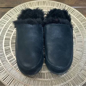 Sorel Go - Errand Run Women's Slippers Size 6 Black Leather & Faux‎ Fur EUC thumbnail 2