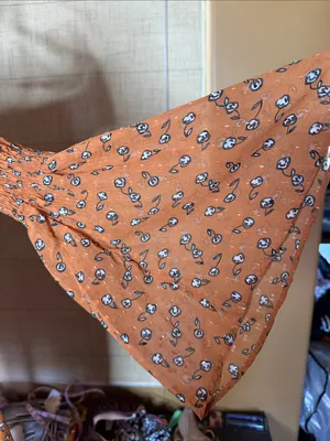 NWOT T.B.F.O Rust Orange Ditsy Floral Smocked Mini Dress Size Medium thumbnail 6