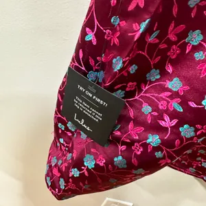 Lulus Always Decadent Magenta Floral Brocade Puff Sleeve Mini Dress Size Medium thumbnail 12