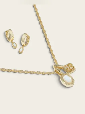 Kendra Scott Mini Elisa Iridescent & Mini Ellie Gold Wide Huggie Earrings Set thumbnail 3