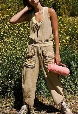 Free People Timko Onesie Tan Size L thumbnail 1