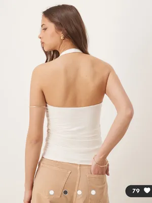 Abercrombie & Fitch Elevated Knit Halter Tank White Size XL Summer Essential thumbnail 2