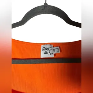 Princess Polly Bright Orange Long‎ Sleeve Square Neck Ribbed Crop Top Size US 12 thumbnail 4
