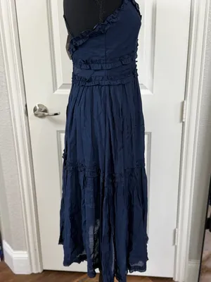 mi ami for francesca's Navy Ruffle Tiered Midi Dress thumbnail 5