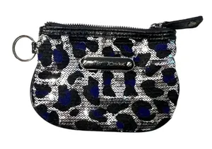 Betsey Johnson Womens Sequin Bling Animal Print Coin Change Purse thumbnail 1