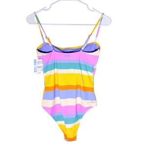 NWT Roxy Go My Way Bandeau One Piece Swimsuit Colorblock Stripe Large‎ thumbnail 6