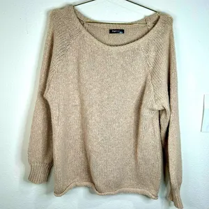 Women’s Beige Knit Sweater Fashion Size Large Long Sleeve Casual Pullover thumbnail 3