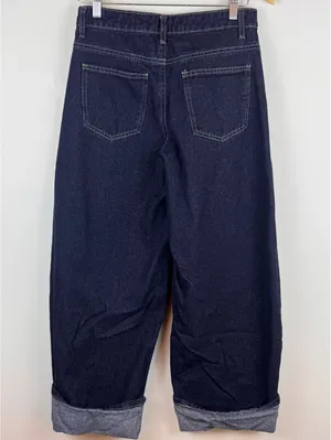 Edikted Dark Wash Cuffed Baggy Wide Leg Jeans Y2K Denim Size XS thumbnail 6