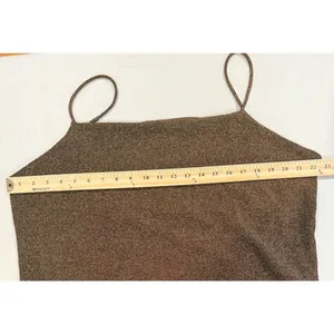 NEW H&M Dress XL Brown/Bronze 90s Friends Shimmer Stretch Minimal Whimsigoth thumbnail 5
