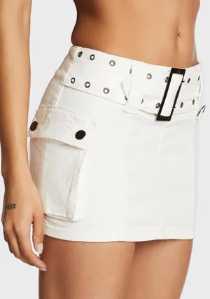 Edikted Roux Belted Mini Skirt white size S thumbnail 1