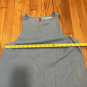 Abercrombie Light Blue High-Neck Linen-Blend Mini Dress Size Small thumbnail 11