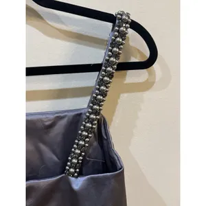 Kate Spade satin mini‎ dress with beaded straps Gray Size 0 thumbnail 7