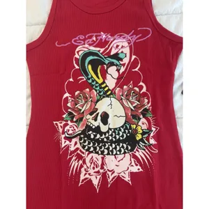 NWT Ed Hardy Dress Red Cobra Ribbed Tank Snake Skull Y2K Biker Rocker Tattoo MTV thumbnail 3