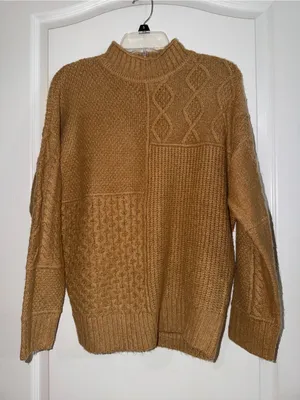 American Eagle Outfitters Chunky Knit Mock Neck Sweater - Camel thumbnail 1