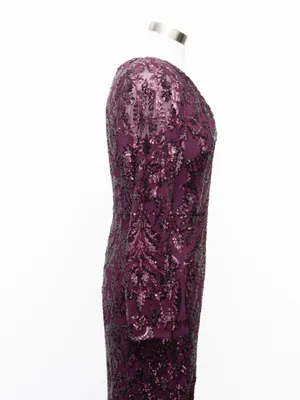 Adrianna Papell - V-Neck Long Sleeve Sequin Mermaid Gown thumbnail 11