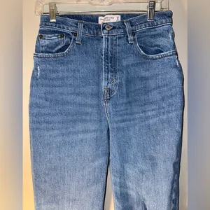 Abercrombie & fitch curve love 90’s straight ultra high rise jeans 6/28 Short #7 thumbnail 3