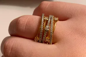 💥$2💥 Wide Gold Crystal Ring thumbnail 2