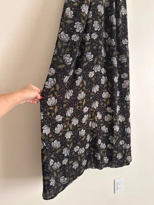 Smell the Roses Black Floral Racerback Slip Maxi Dress Slit Size S thumbnail 7