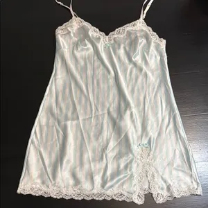 Victoria's Secret Light Blue and White‎ Striped Chemise / teddy thumbnail 1