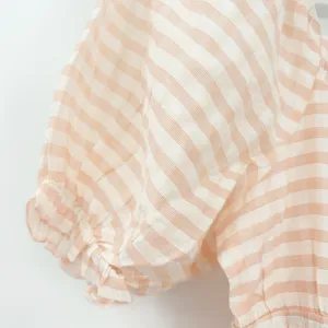 Moon River Womens Milkmaid Resortwear‎ Poplin Striped Puff Sleeve Midi Dress M thumbnail 6