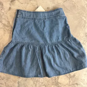 H&M Light Blue Denim Ruffle Mini Skirt Size 0 NWT thumbnail 1