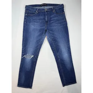 Express Jeans Girlfriend Jeans Women 14 Blue Distressed Mid Rise Denim Ankle thumbnail 2
