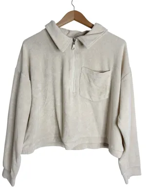 Asos Design 1/2 Zip Crop French Terry Towel Fabric Lounge Sweatshirt size 10 thumbnail 1