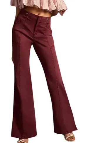 Pilcro Anthropologie Low-Rise Utility Demilune Pants in plum 29 thumbnail 1