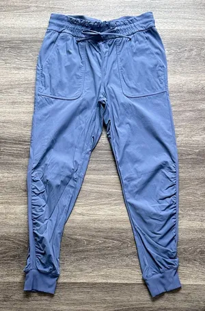 lululemon  Dusty Blue Dance Studio Joggers Ruched Drawstring Pants size 10 thumbnail 1