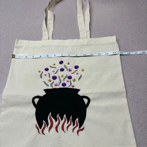 Hand Painted Magic Cauldron Halloween Cotton Tote Bag thumbnail 6