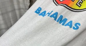 Vintage 80s Bahamas White Short Sleeve Neon Logo Graphic Tee XL thumbnail 6