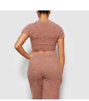 Cozy Knit Cropped T-Shirt Rose Clay thumbnail 3