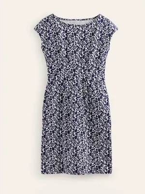 Boden Florrie Floral Jersey Dress In French Navy Tulip Size 6P thumbnail 2