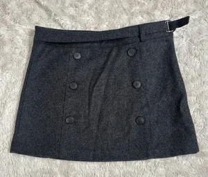 Vintage Y2K Gap Wool Sz 2 European Fit Italian Wool Felted Mini Skirt Gray thumbnail 1
