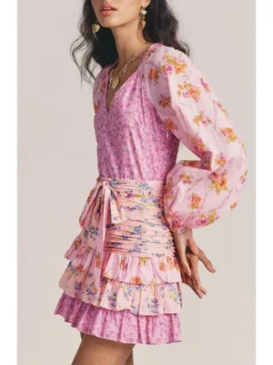 LoveShackFancy Rina Floral Ruffle Dress Size 2 Pink thumbnail 5