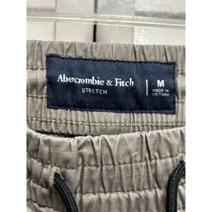 Abercrombie & Fitch Khaki Brown Jogger Pants High Rise Zip Size M Elastic‎ Hem thumbnail 2