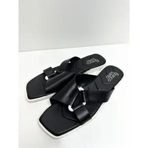 Franco Sarto Sandals Womens Size 9.5 Leather Black/White Open Toe thumbnail 4