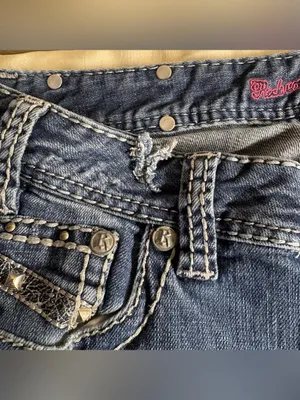 Rock & Republic Dark Blue Denim Jeans with Pink Embroidery thumbnail 4