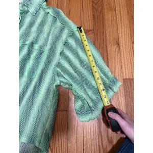 Free People NWT Green Line Up Mesh Oversized Button Down Top Size Medium thumbnail 8