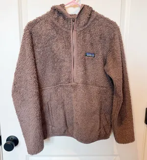 Patagonia Womens Los Gatos 1/4 Zip Up Hoodie Medium Granola Outdoors Brown thumbnail 1