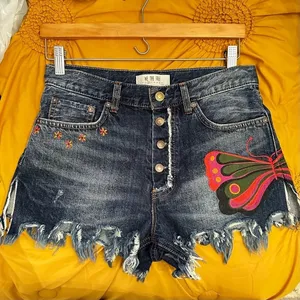 Free People Denim Butterfly Shorts Size 26‎ thumbnail 10