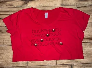 ohio state buckeyes cropped tee 106 Red Size XL thumbnail 1