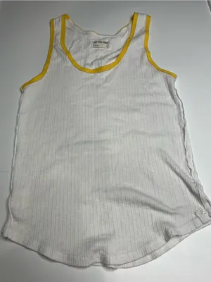 We the free White Ribbed Tank with Yellow Trim XS thumbnail 1