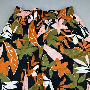 C&C California 100% Linen Floral Wide Leg Pants Pull On Resort M thumbnail 2
